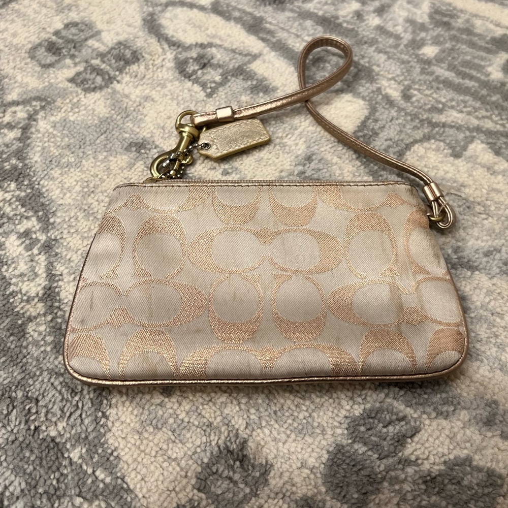 COACH Small Light Gold Wristlet Women’s